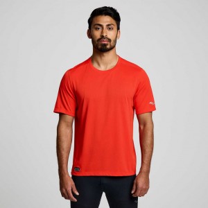 Camiseta Saucony Stopwatch Corta Sleeve Hombre Naranjas | COLOMBIA-FWKU
