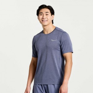 Camiseta Saucony Stopwatch Corta Sleeve Hombre Azules | COLOMBIA-FLGE