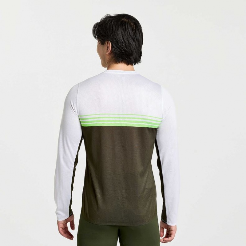 Camiseta Saucony Elite Long Sleeve Hombre Blancas Negras | COLOMBIA-JSLU