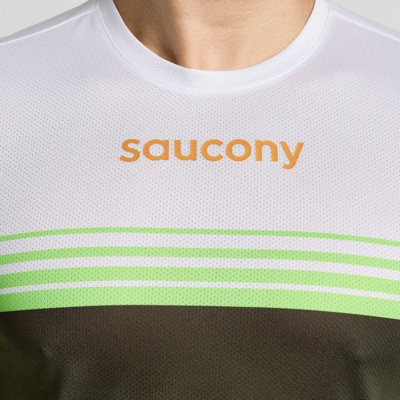 Camiseta Saucony Elite Long Sleeve Hombre Blancas Negras | COLOMBIA-JSLU