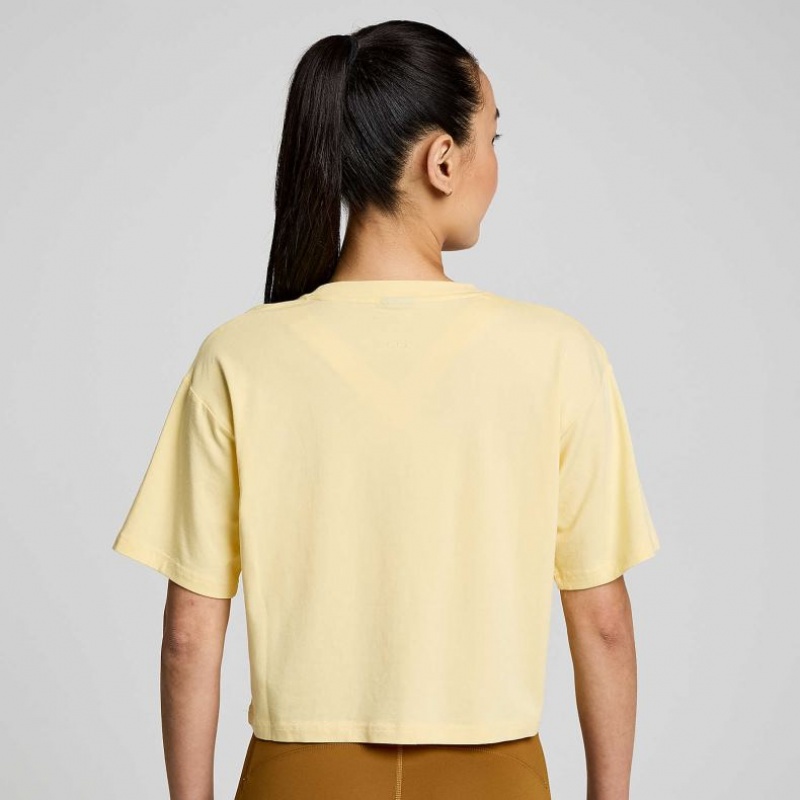 Camiseta Saucony Recovery Boxy Mujer Amarillo | COLOMBIA-YDJX