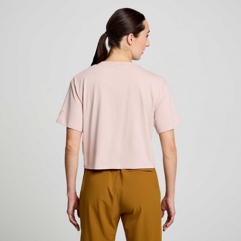 Camiseta Saucony Recovery Boxy Mujer Rosas | COLOMBIA-CBDN