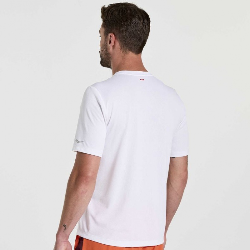 Camiseta Saucony Stopwatch Graphic Corta Sleeve Hombre Blancas | COLOMBIA-WRIA