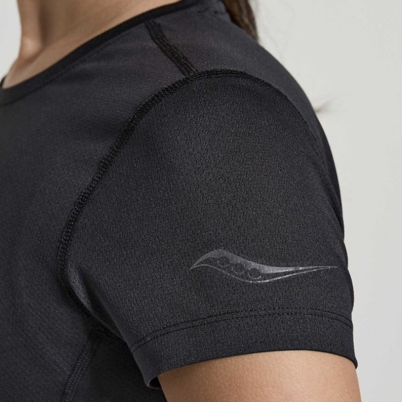 Camiseta Saucony Stopwatch Graphic Corta Sleeve Mujer Negras | COLOMBIA-VIAW