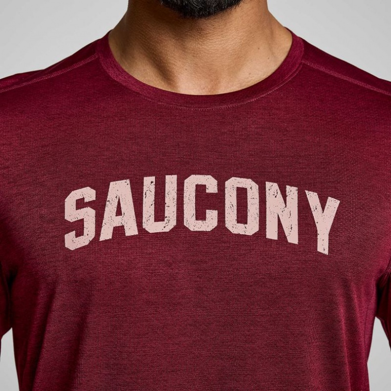 Camiseta Saucony Stopwatch Graphic Long Sleeve Hombre Rojas | COLOMBIA-TQIR
