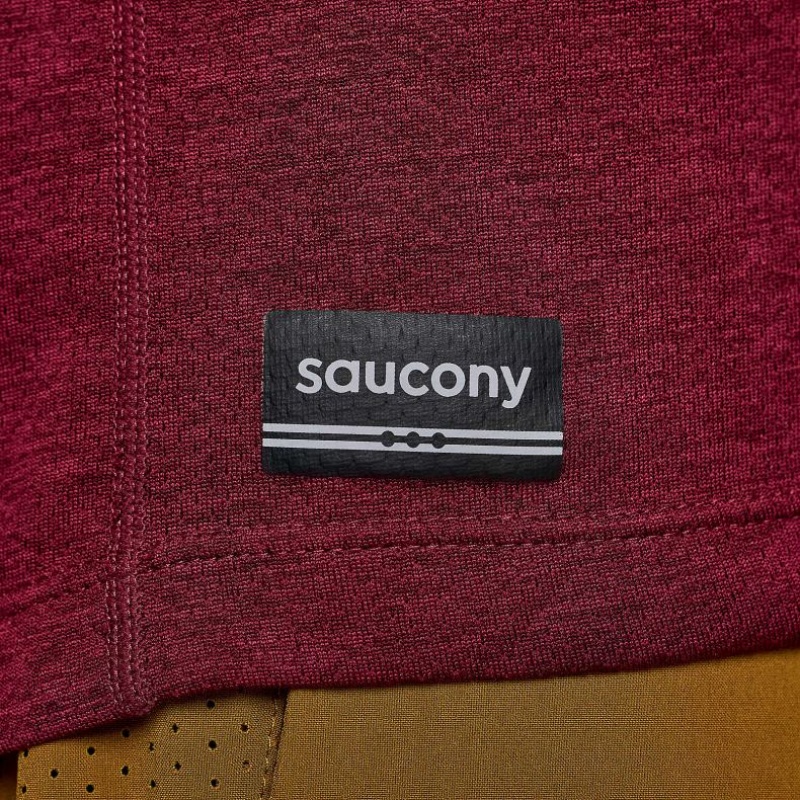 Camiseta Saucony Stopwatch Graphic Long Sleeve Hombre Rojas | COLOMBIA-TQIR