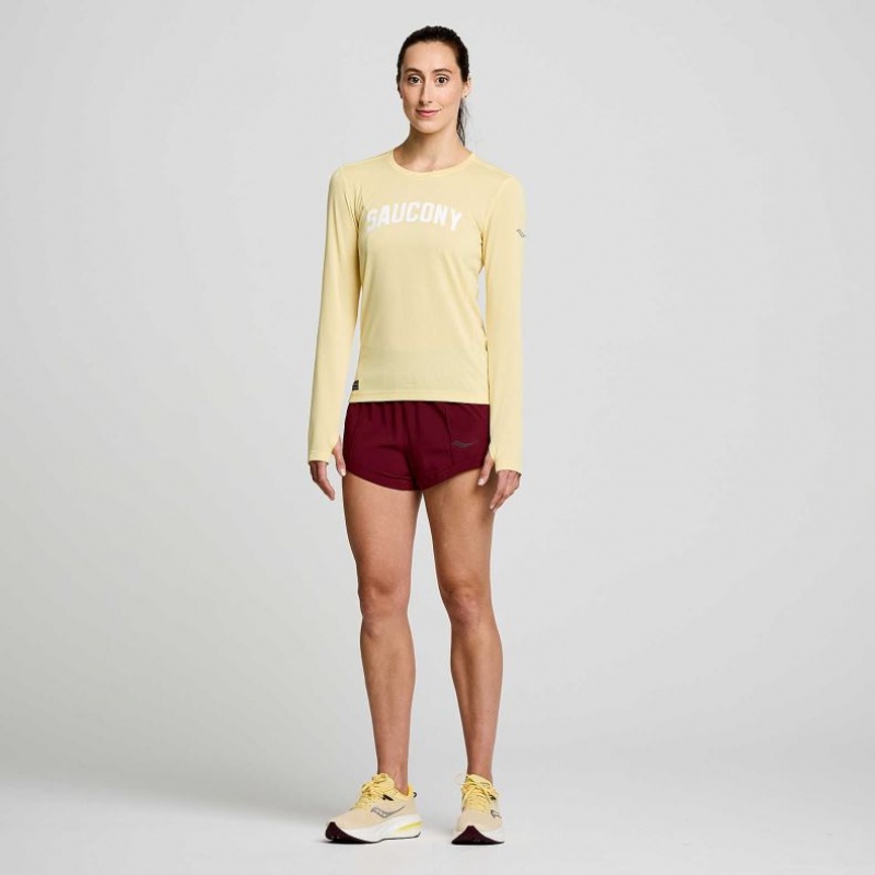 Camiseta Saucony Stopwatch Graphic Long Sleeve Mujer Amarillo | COLOMBIA-VDLE