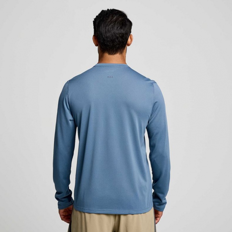 Camiseta Saucony Stopwatch Long Sleeve Hombre Azules | COLOMBIA-OGJI