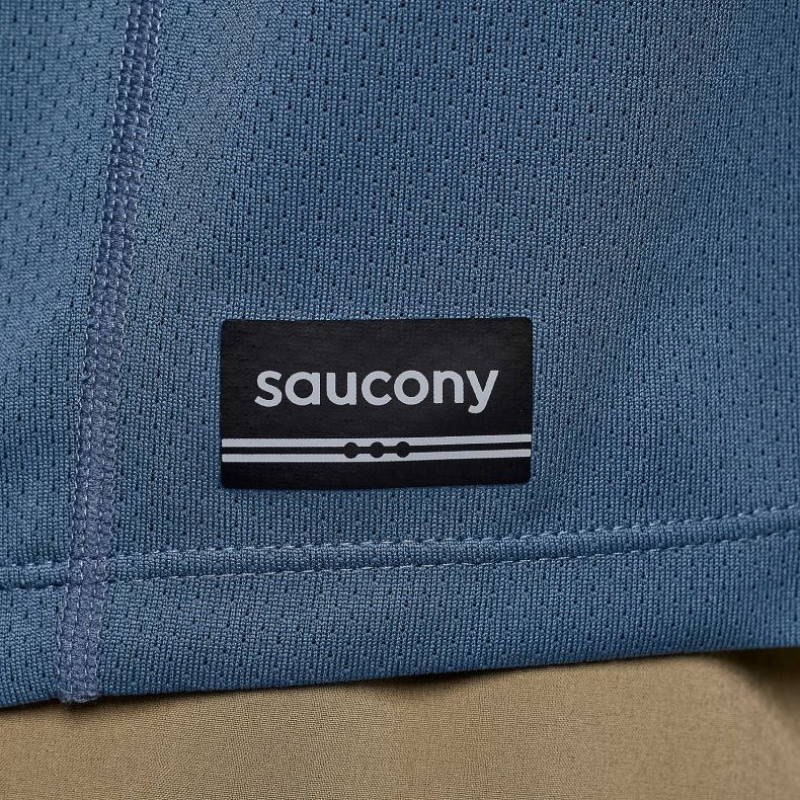 Camiseta Saucony Stopwatch Long Sleeve Hombre Azules | COLOMBIA-OGJI