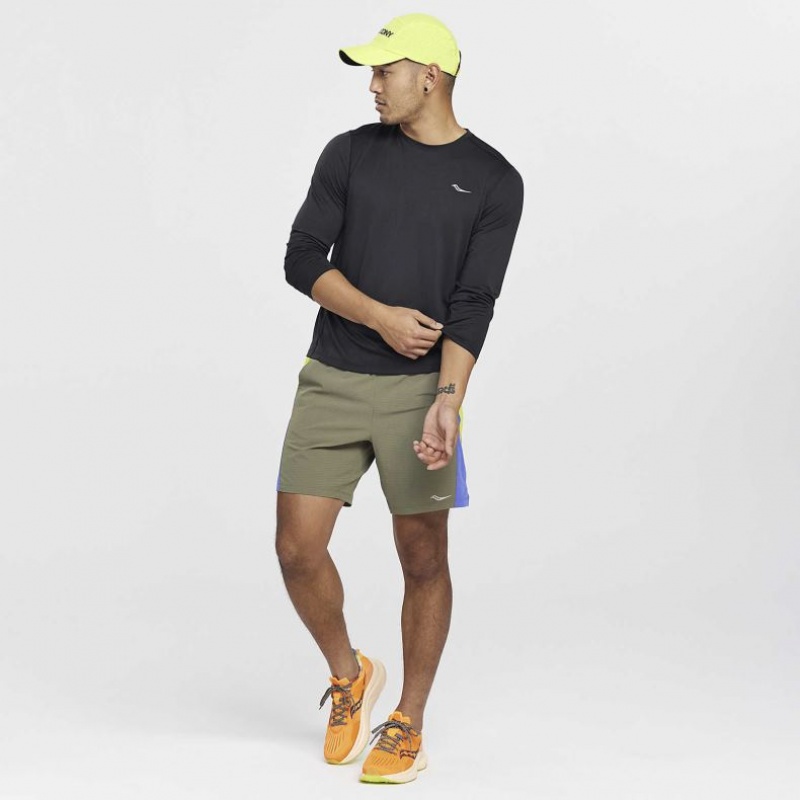 Camiseta Saucony Stopwatch Long Sleeve Hombre Negras | COLOMBIA-SOLU