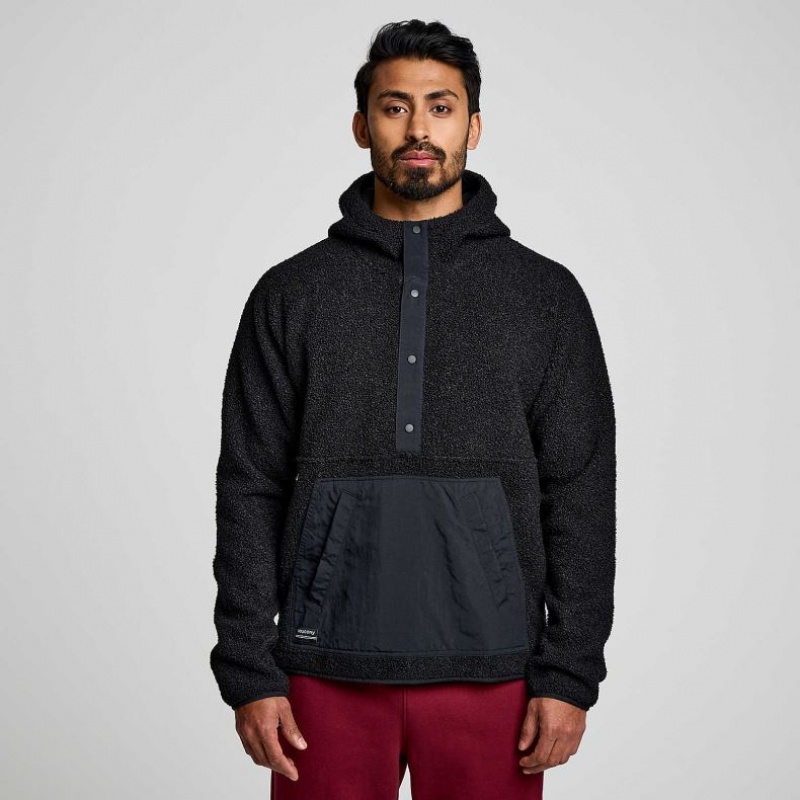 Sudadera con Capucha Saucony Recovery Sherpa Pullover Hombre Negras | COLOMBIA-HBPQ