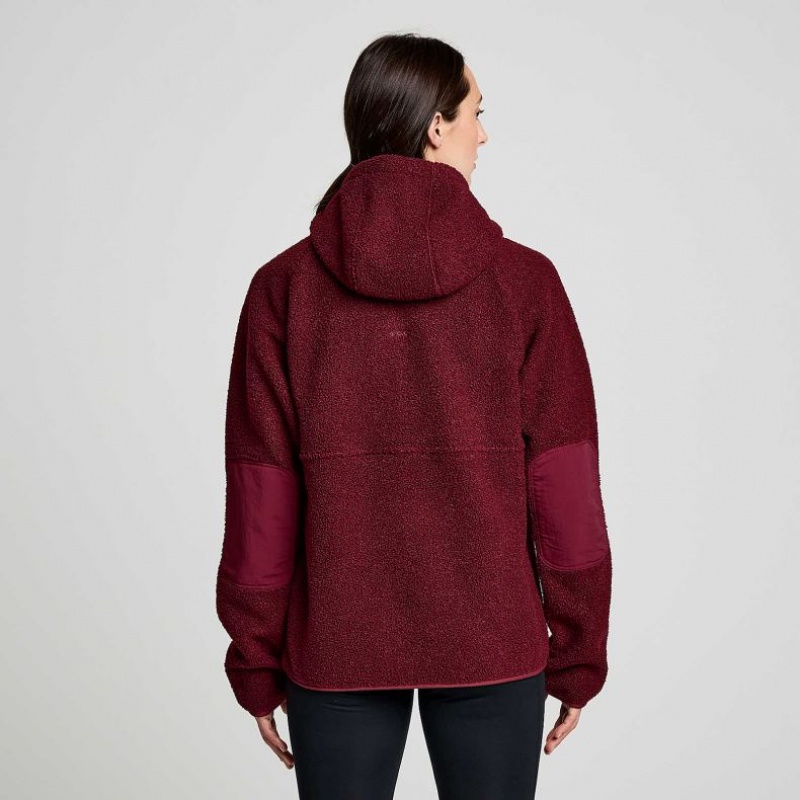 Sudadera con Capucha Saucony Recovery Sherpa Pullover Mujer Burdeos | COLOMBIA-SWKA