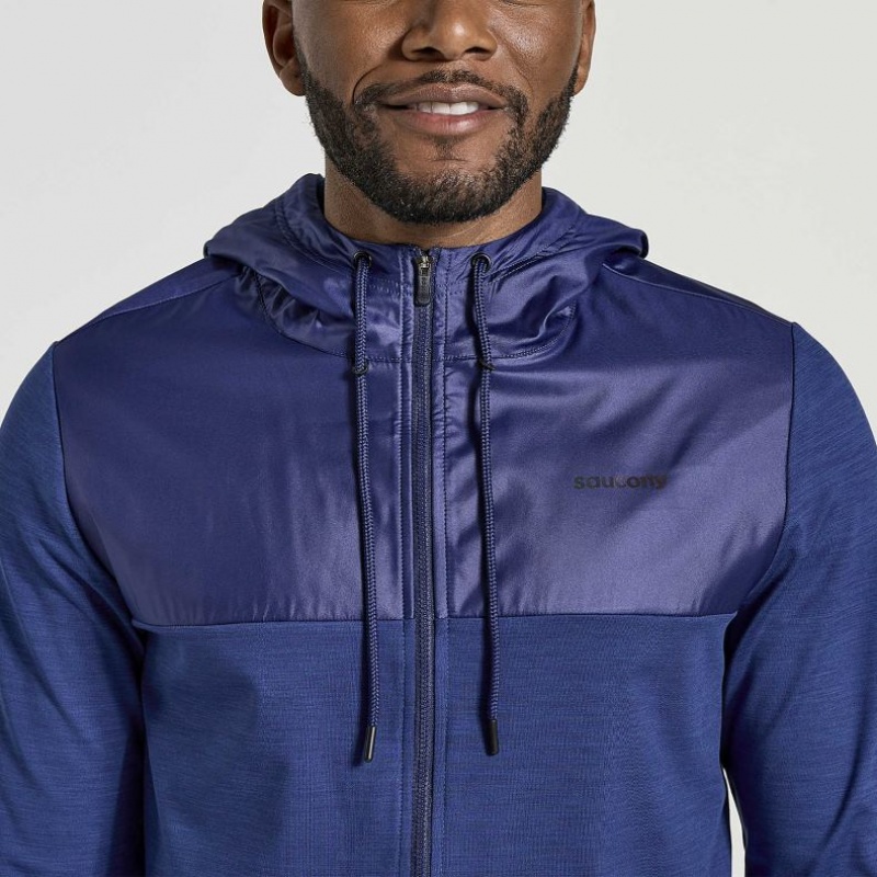 Sudadera con Capucha Saucony Solstice Zip Hombre Azul Marino | COLOMBIA-EUCN