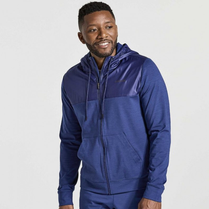 Sudadera con Capucha Saucony Solstice Zip Hombre Azul Marino | COLOMBIA-EUCN