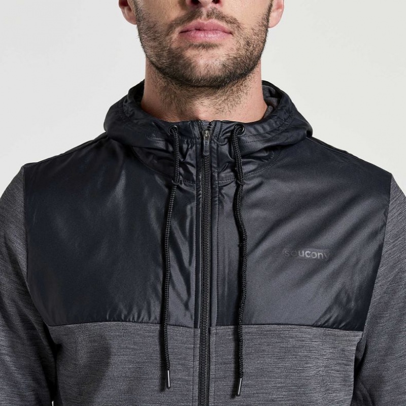 Sudadera con Capucha Saucony Solstice Zip Hombre Negras | COLOMBIA-UPSD