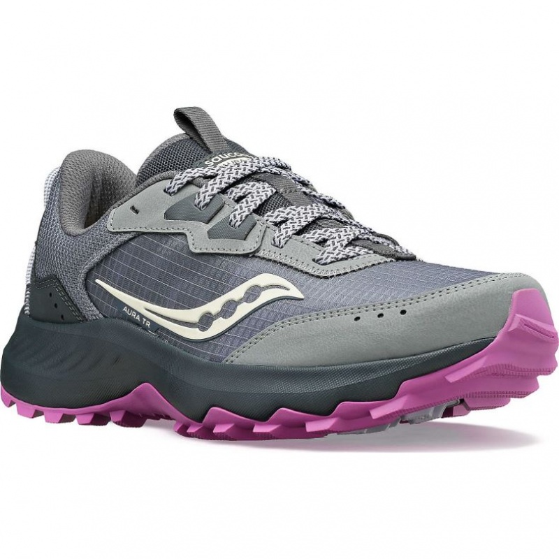 Tenis Trail Running Saucony Aura TR Mujer Gris | COLOMBIA-MINS